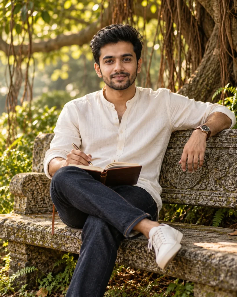 Outdoor Man Portrait Prompt in Natural Golden Light