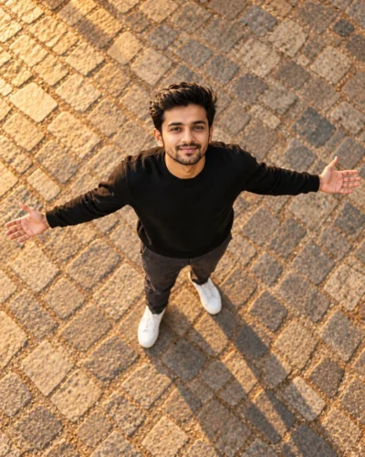 AI-generated image: Top Down Portrait Prompt for Unique Aerial Photos