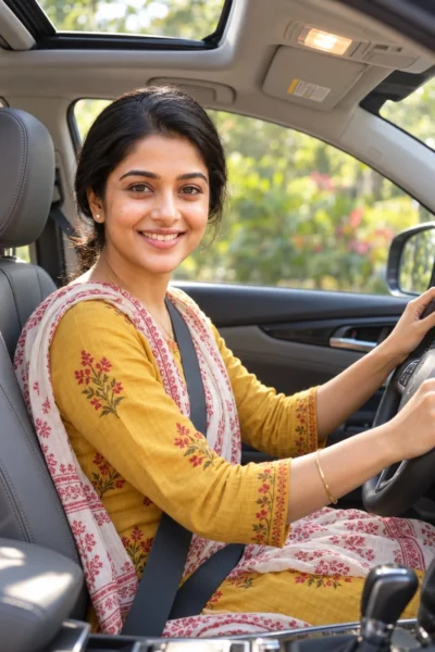 Road Trip Portrait Prompt in Mustard Kurta